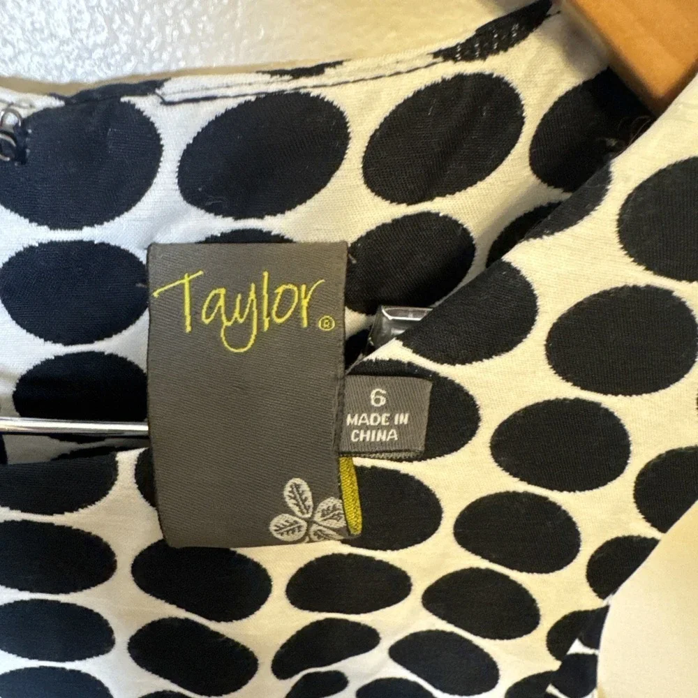 Taylor Women's Black/White Dress Size 6 Cocktail Wedding Guest Bow - Picture 7 of 11